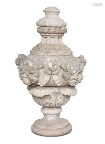 A LARGE VICTORIAN STONE WARE URN, of baluster shap…