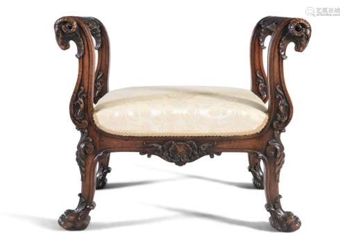 A GEORGE III MAHOGANY FRAMED DRESSING SEAT, in the…