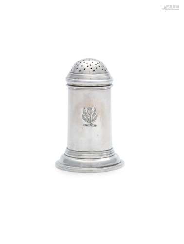 AN IRISH GEORGE III SILVER PEPPER SHAKER, Dublin c…