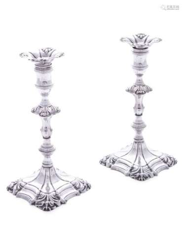 A PAIR OF GEORGE III CANDLESTICKS, London 1762, by…