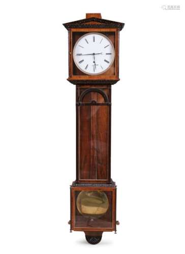 A 19TH CENTURY MAHOGANY REGULATOR WALL CLOCK, the …