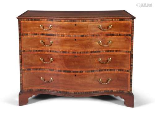 A GOOD GEORGE III INLAID MAHOGANY SERPENTINE CHEST…