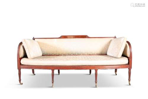 A GEORGE IV MAHOGANY FRAMED BERGERE SETTEE, with r…