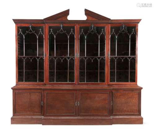 A FINE GEORGE III MAHOGANY BREAKFRONT BOOKCASE, Ch…
