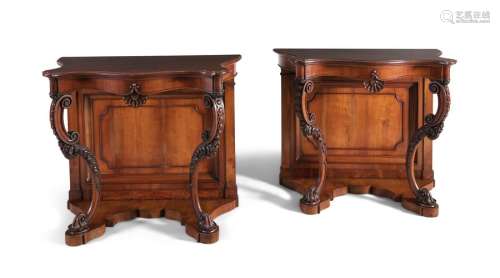 ***ADDITIONAL LOT***A PAIR OF MAHOGANY CONSOLE TAB…