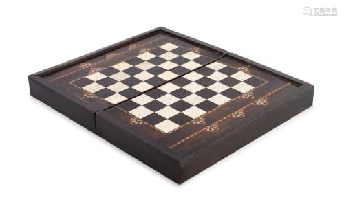 A NASRID EBONY AND IVORY INLAID FOLDOVER GAMES BOX…