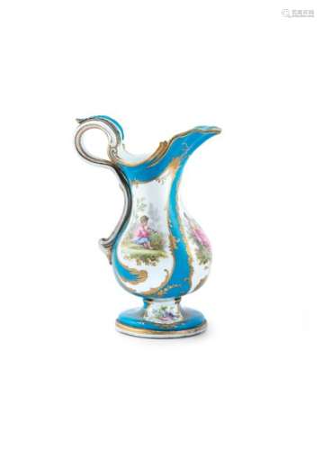 A SEVRÉS 'BLEU CELESTE' PORCELAIN EWER, c.1760, of…