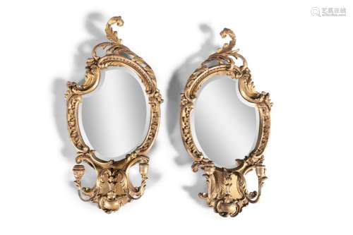 A PAIR OF 19TH CENTURY GILTWOOD GIRANDOLE MIRRORS …