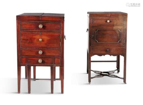 TWO GEORGE IV MAHOGANY BEDSIDE TOLIET COMMODES, ea…
