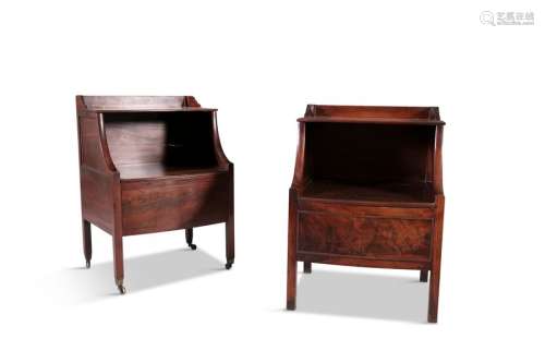 A PAIR OF GEORGE III MAHOGANY BOWFRONT LOW BEDSIDE…
