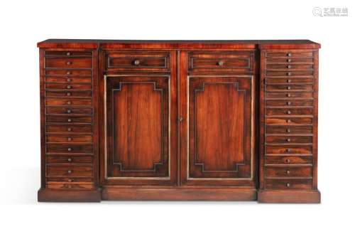 A REGENCY ROSEWOOD COLLECTOR'S CABINET, c.1820, of…