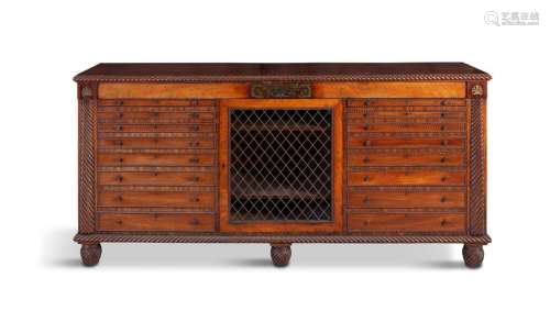 A REGENCY AND BRASS INLAID COLLECTOR'S SIDE CABINE…