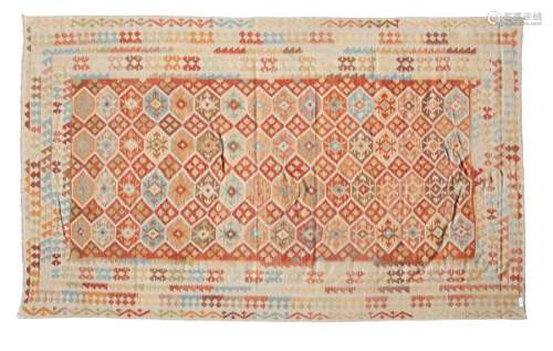 A CAUCASIAN FLAT WEAVE RUG, 20th century, the bric…