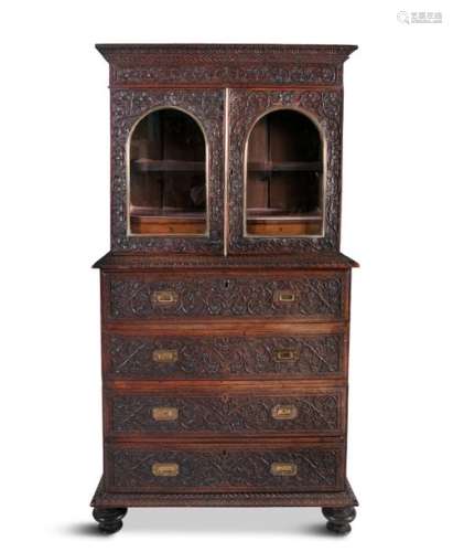 AN UNUSUAL 19TH CENTURY COLONIAL CARVED HARDWOOD S…