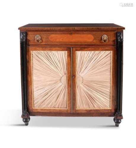 A REGENCY INLAID ROSEWOOD RECTANGULAR SIDE CABINET…