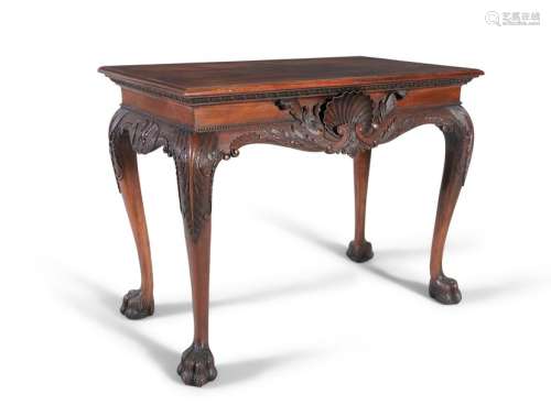 A 19TH CENTURY MAHOGANY SIDE TABLE WITH CARVED SHE…