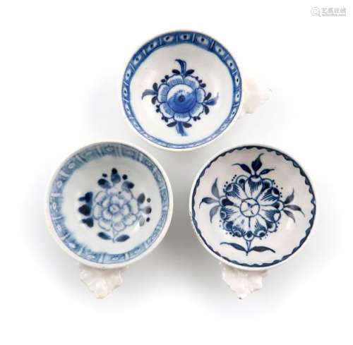 Three Derby blue and white wine tasters, c.1765 75…
