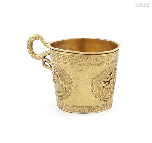 A 19th century Russian silver gilt vodka cup, St. …