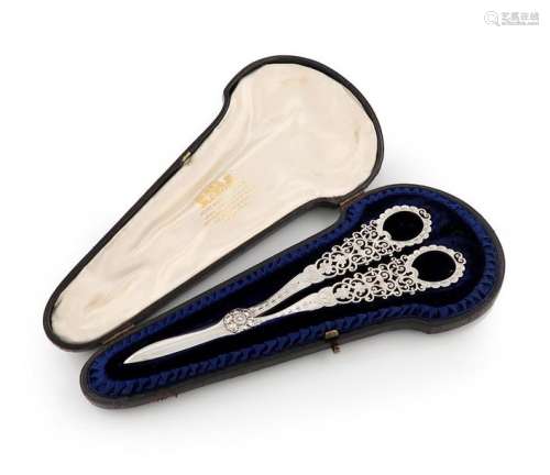A pair of Victorian silver grape scissors, by The …