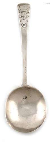 A Charles II West Country engraved Puritan spoon, …