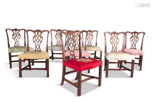 A SET OF EIGHT WALNUT FRAMED DINING CHAIRS IN THE …