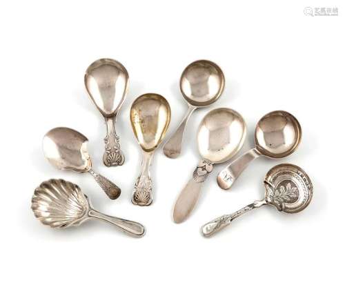 A small collection of eight silver caddy spoons, c…