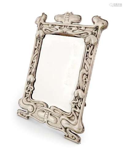 An Edwardian Art Nouveau silver mirror, by William…