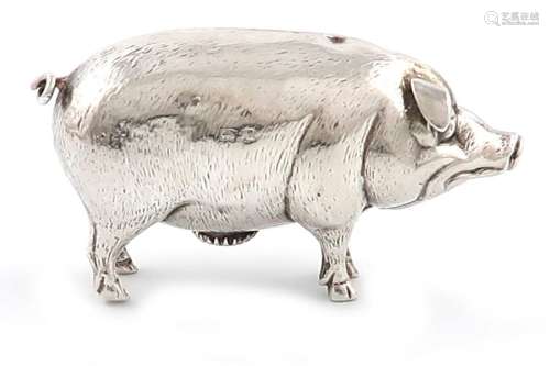 An Edwardian novelty silver pig salt pot, by Adie …