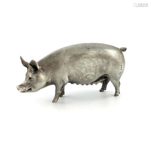 A modern silver model of a pig, by C.F. Hancock an…