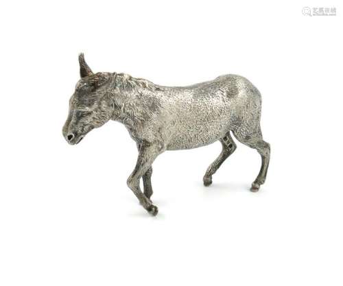 A modern silver model of a donkey, by E. Barnard a…