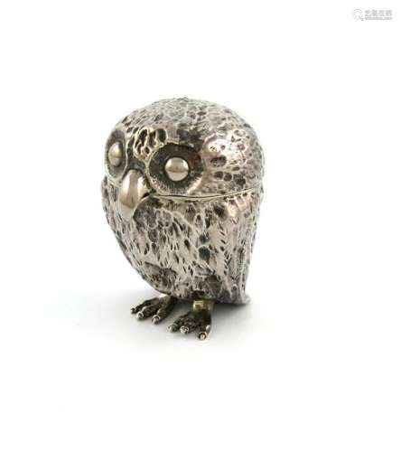 A novelty Victorian silver owl mustard pot, by Cha…