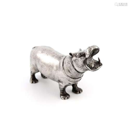 A silver model of a hippopotamus, by E. Barnard an…