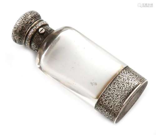 A Victorian silver mounted glass scent bottle and …