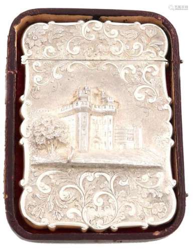 A Victorian silver 'castle top' card case, Lancast…