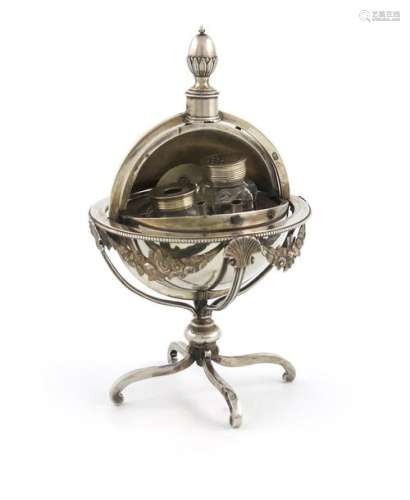 ΛA George III silver globe inkstand, by John Robin…