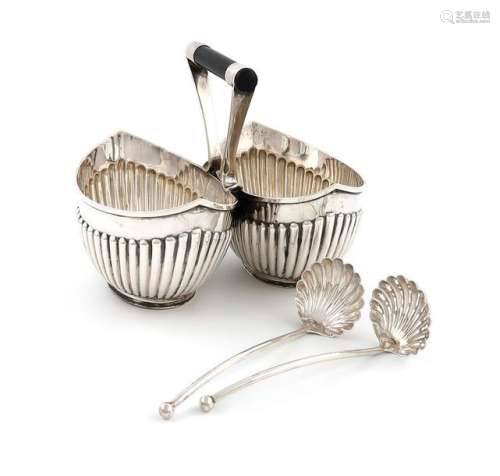 A Victorian silver double cream and sugar bowl, by…