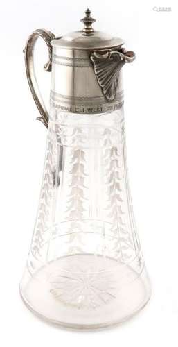 A Victorian silver mounted cut glass claret jug, b…