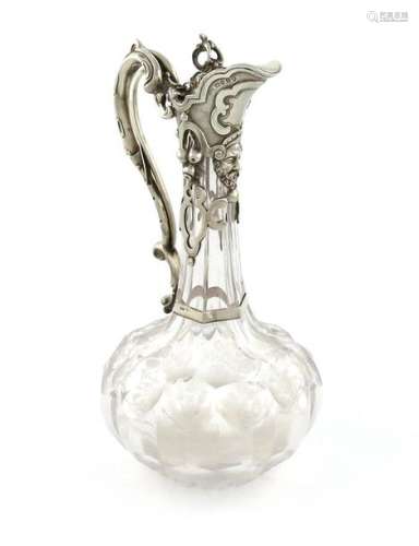 A Victorian silver mounted cut glass claret jug, b…