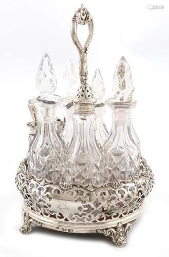 A Victorian silver seven bottle cruet frame, by Wi…