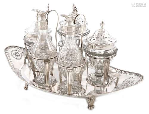 A George III silver five bottle cruet frame, by Ge…