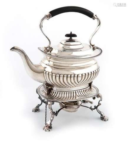 A silver kettle on stand, by James Dixon and Sons,…