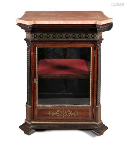 A REGENCY BRASS INLAID ROSEWOOD DISPLAY CABINET, t…