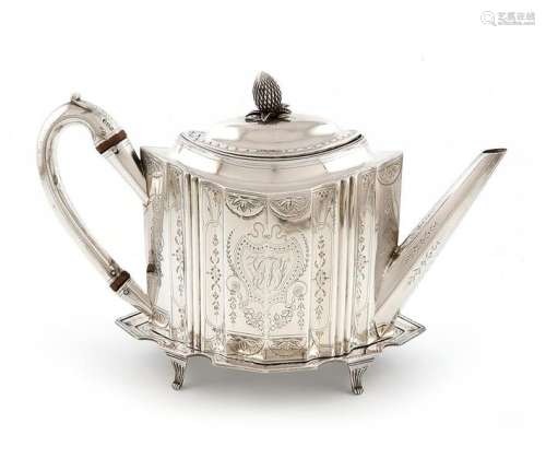 ΛA George III silver teapot on stand, by Peter and…