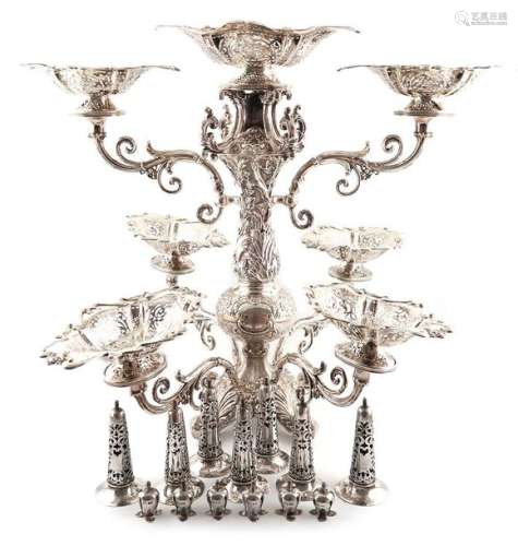 An Edwardian silver epergne, by Walker and Hall, S…