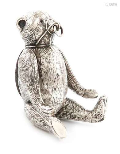 An Edwardian novelty silver bear pin cushion, by H…