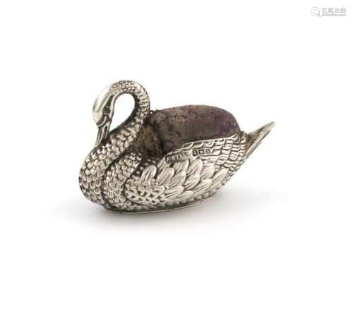 A novelty silver swan pin cushion, by Adie and Lov…