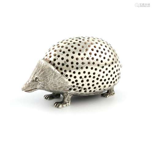 An Edwardian novelty silver porcupine pin cushion,…