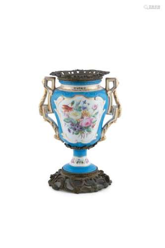 A SEVRÉS BLUE GROUND AND GILT DECORATED URN, 19th …