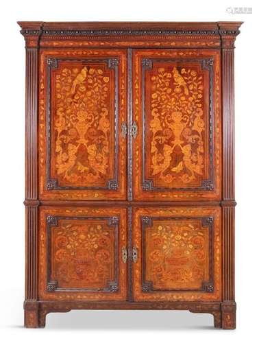 A DUTCH WALNUT AND MARQUETRY INLAID CABINET, 18th …