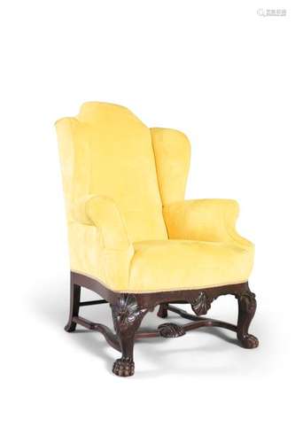 A GEORGIAN REVIVAL CARVED MAHOGANY ARMCHAIR, with …